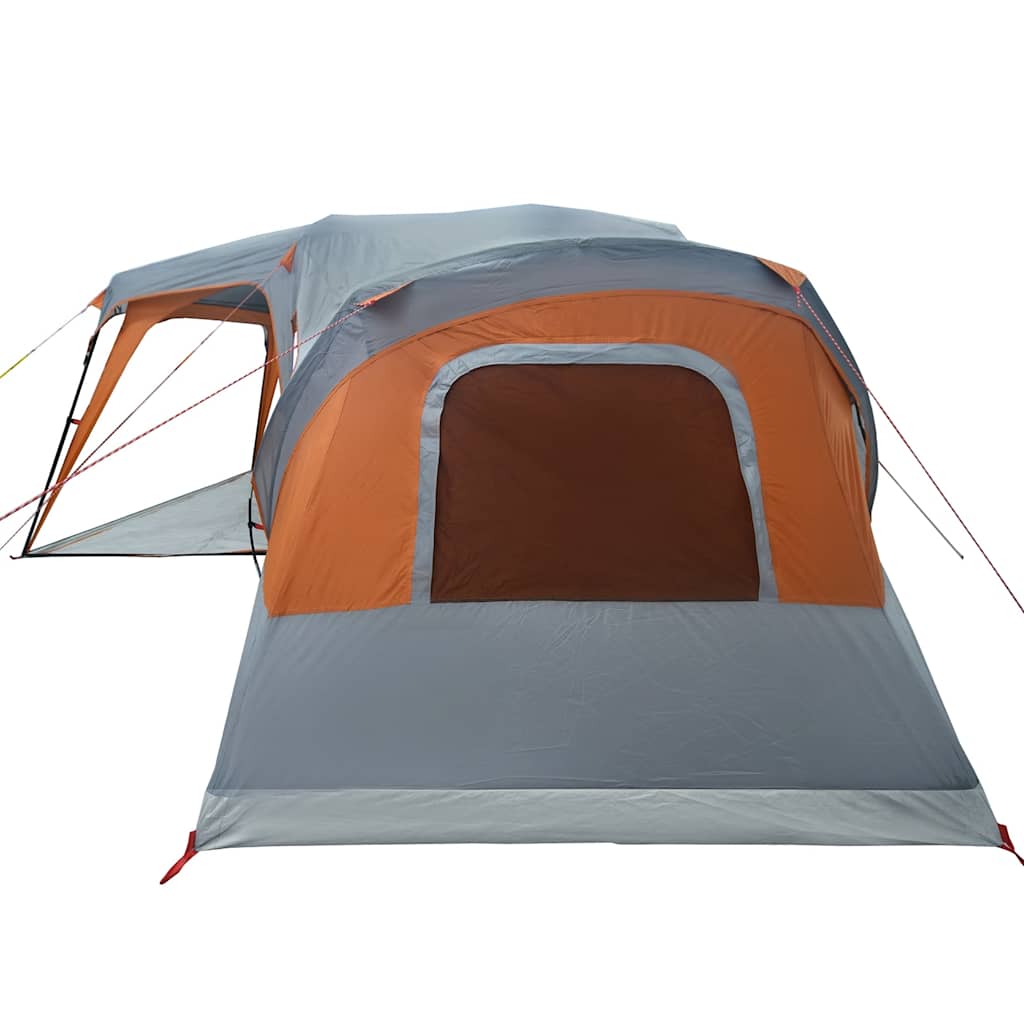 Tenda da Campeggio con Portico 9 Persone Grigio e Arancione