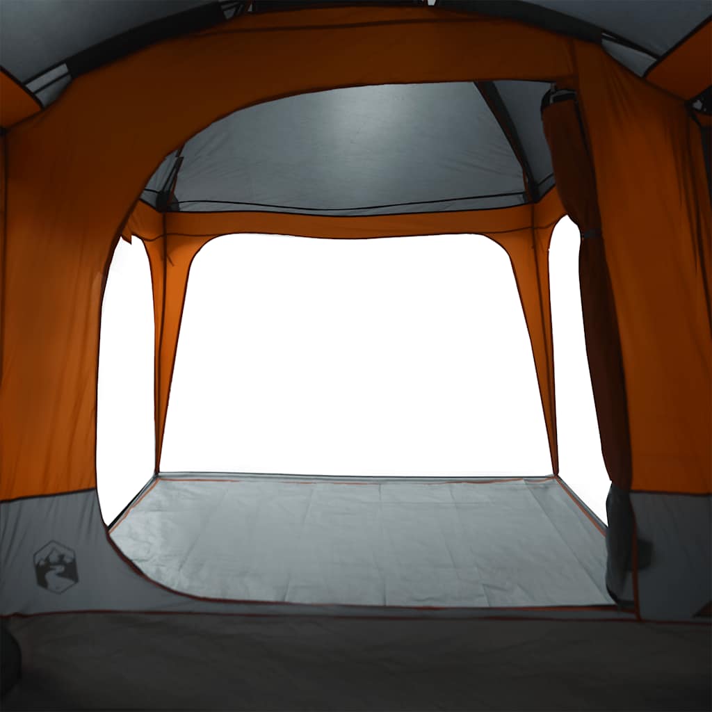 Tenda da Campeggio con Portico 9 Persone Grigio e Arancione