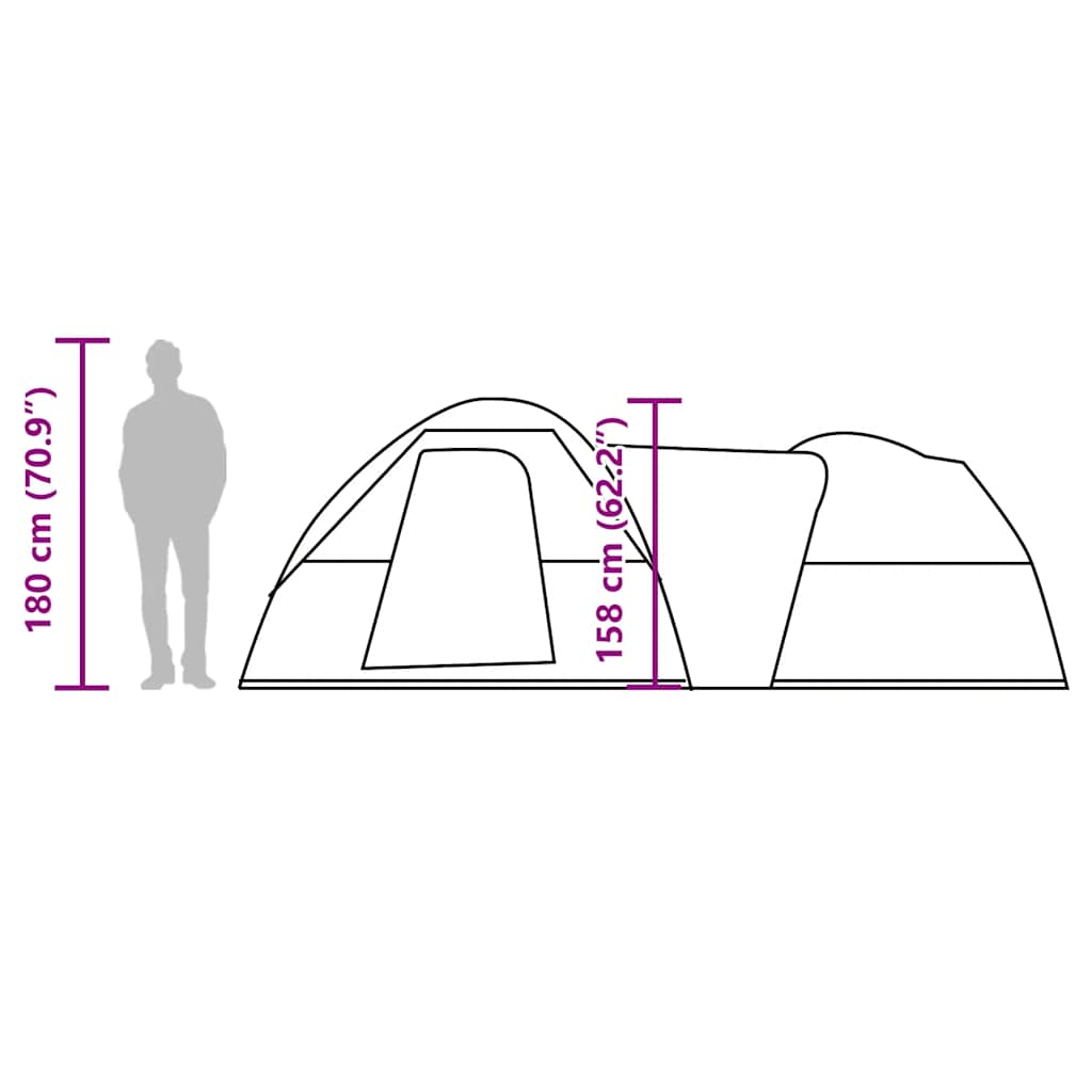 Tenda da Campeggio per 5 Persone Verde Impermeabile