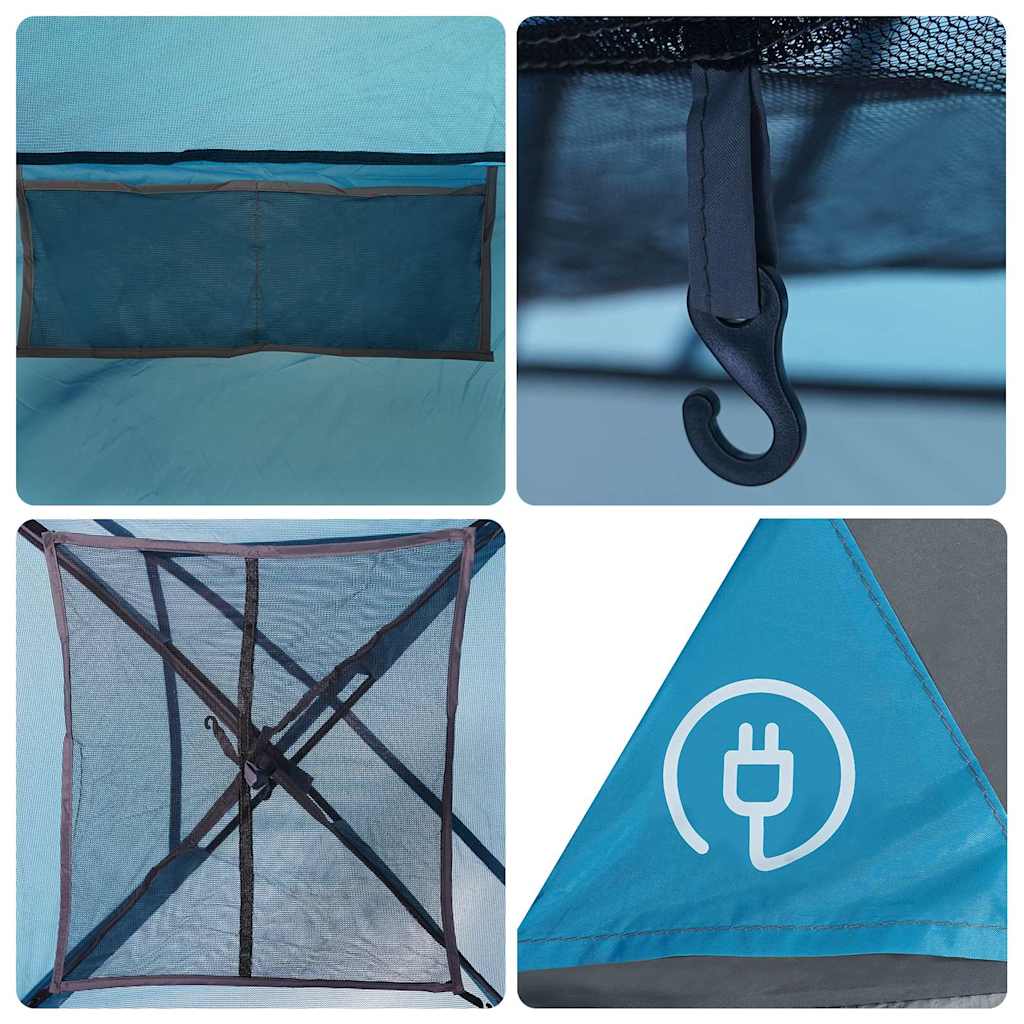 Tenda da Campeggio per 5 Persone Blu Impermeabile