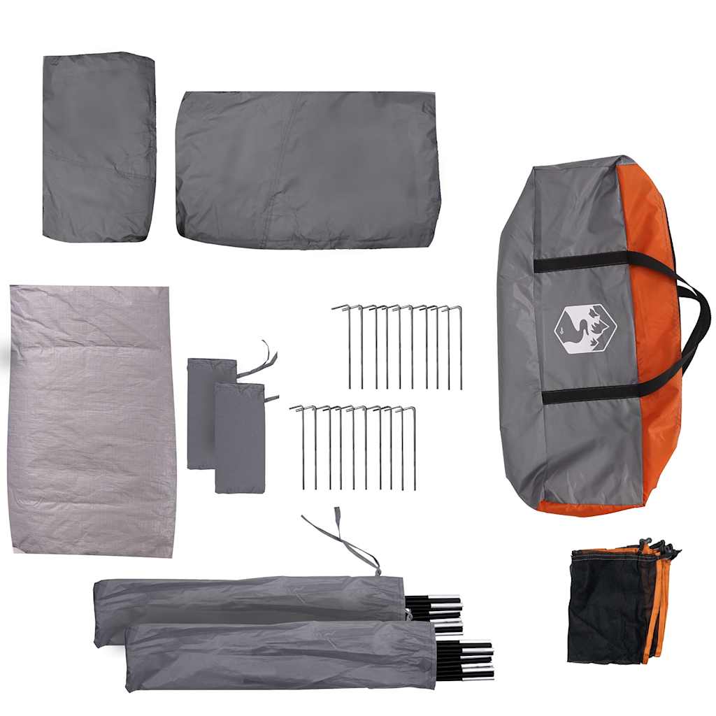 Tenda da Campeggio 5 Persone Grigio e Arancione Impermeabile