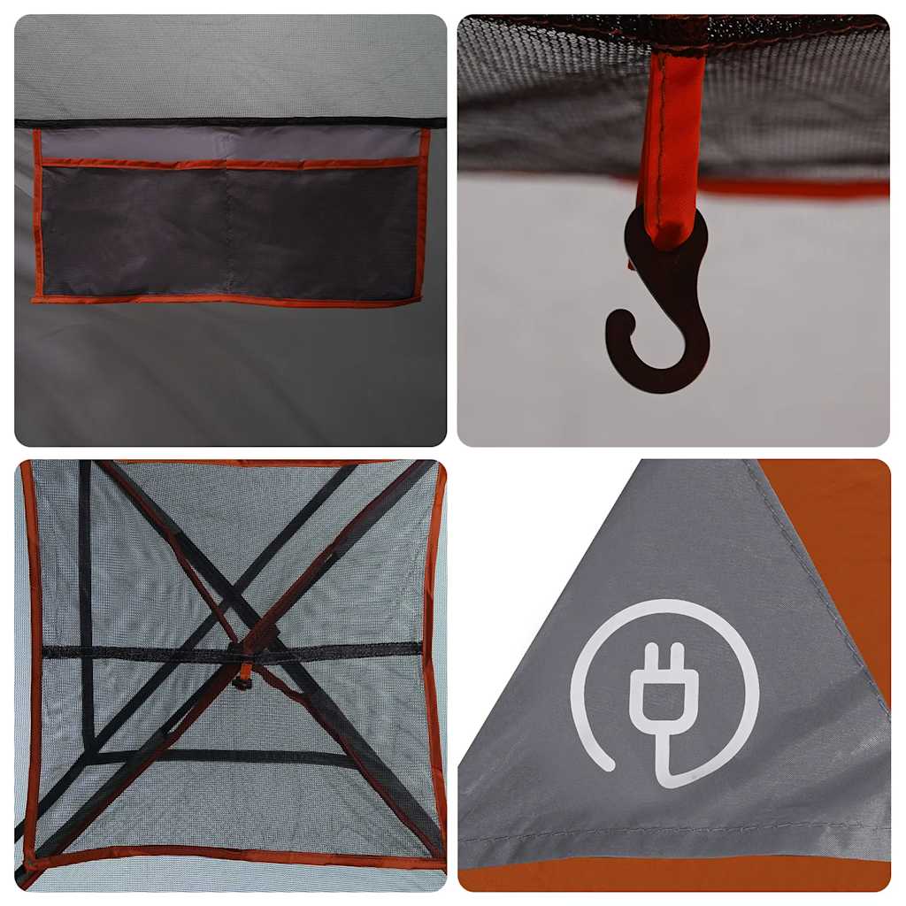 Tenda da Campeggio 5 Persone Grigio e Arancione Impermeabile