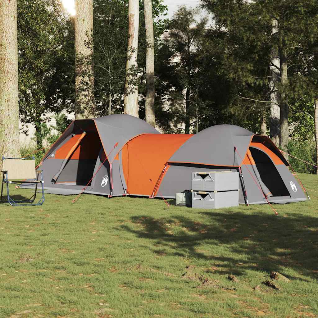 Tenda da Campeggio 5 Persone Grigio e Arancione Impermeabile