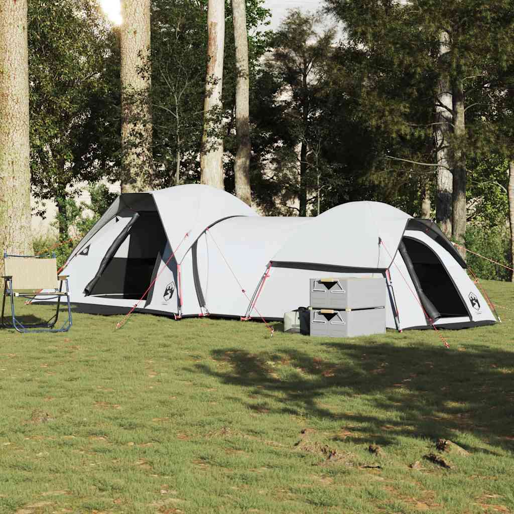 Tenda Campeggio 5 Persone Bianca Tessuto Oscurante Impermeabile