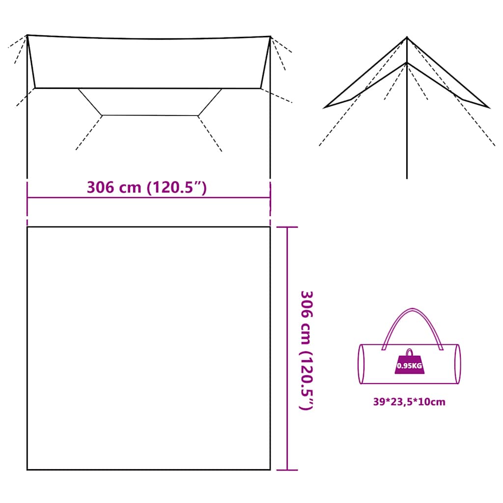 Telone da Campeggio Marrone 306x306 cm Impermeabile