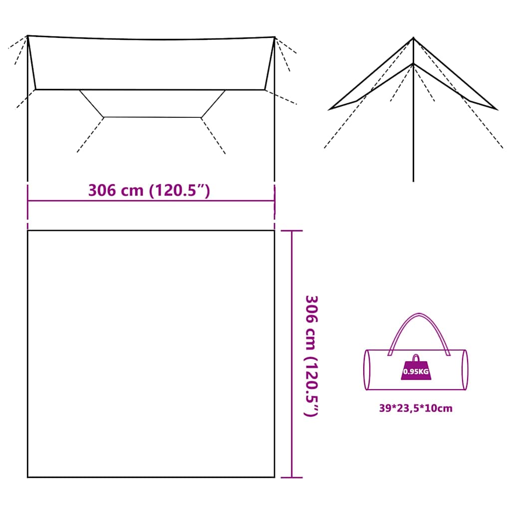 Telone da Campeggio Mimetica 306x306 cm Impermeabile