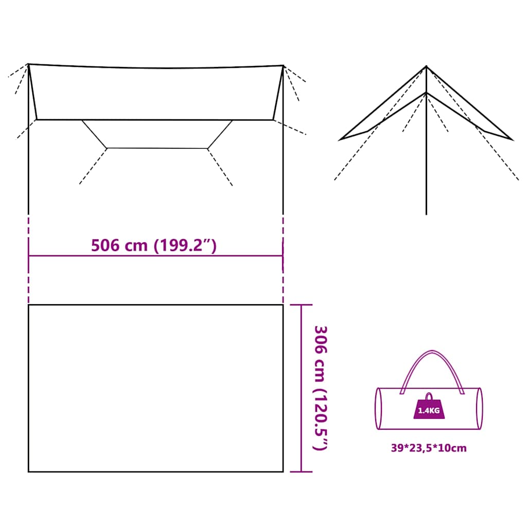 Telone da Campeggio Verde Oliva 506x306 cm Impermeabile