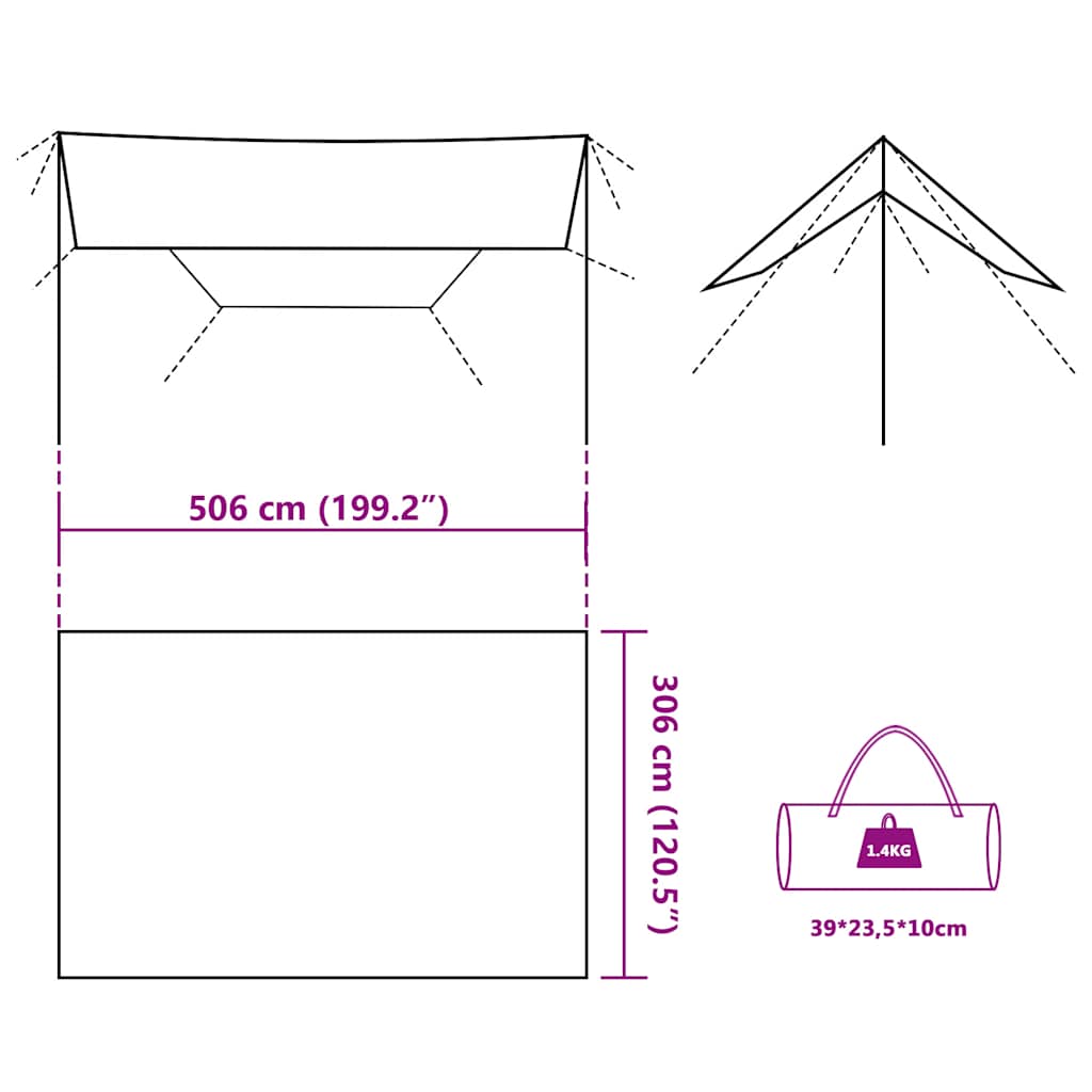 Telone da Campeggio Mimetica 506x306 cm Impermeabile