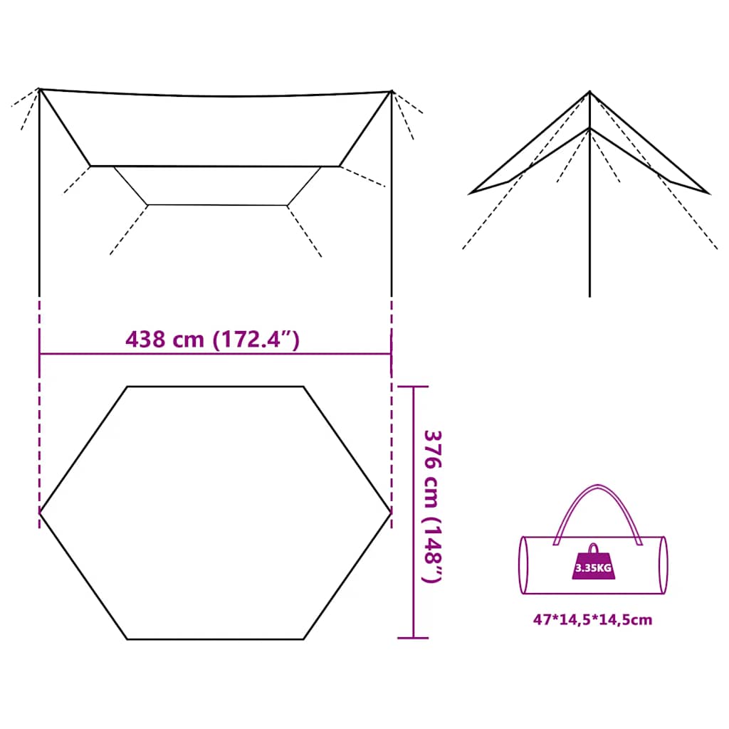 Telone da Campeggio Mimetica 438x376x212 cm Impermeabile