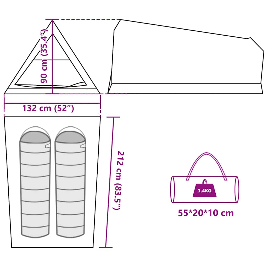 Tenda da Campeggio per 2 Persone Mimetica Impermeabile