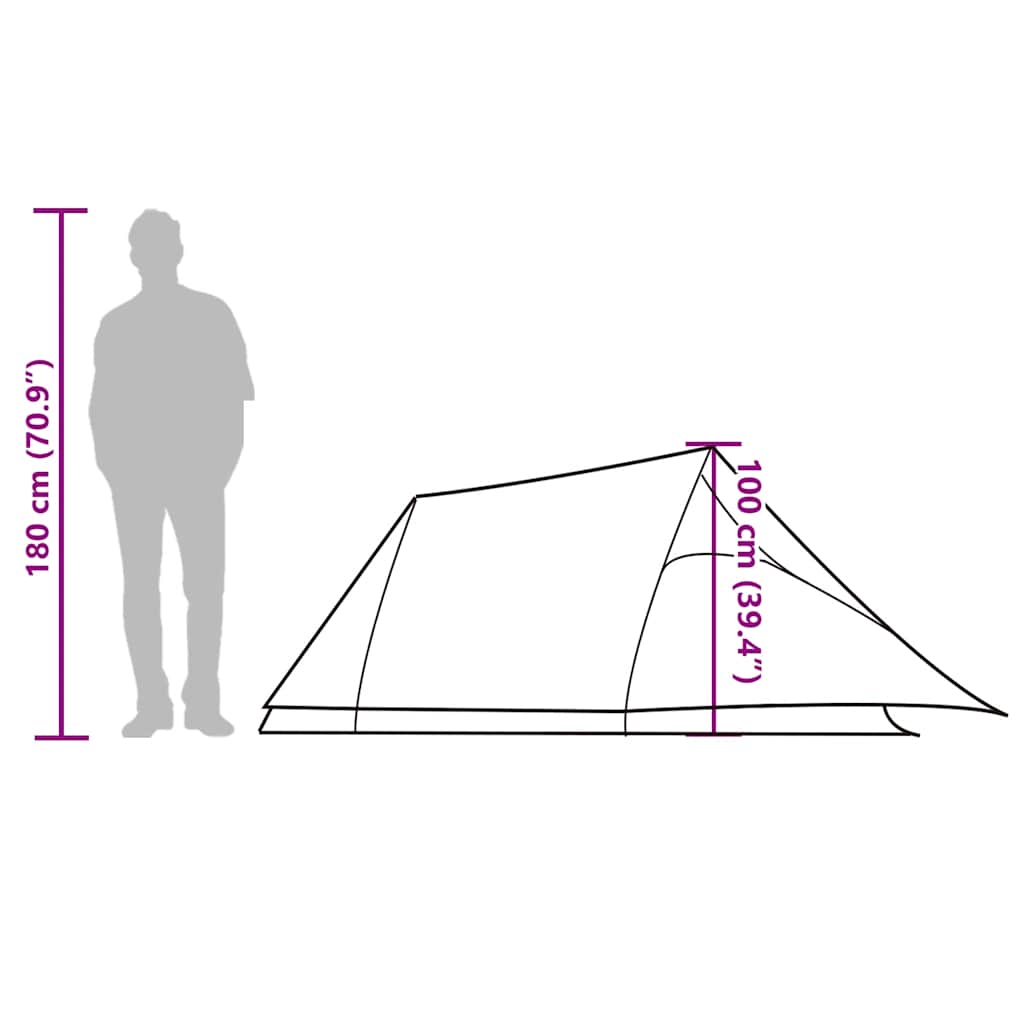 Tenda da Campeggio a Tunnel per 2 Persone Marrone Impermeabile