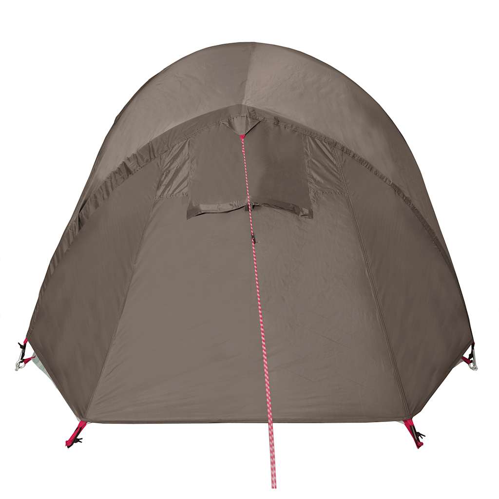 Tenda da Campeggio a Tunnel per 2 Persone Marrone Impermeabile