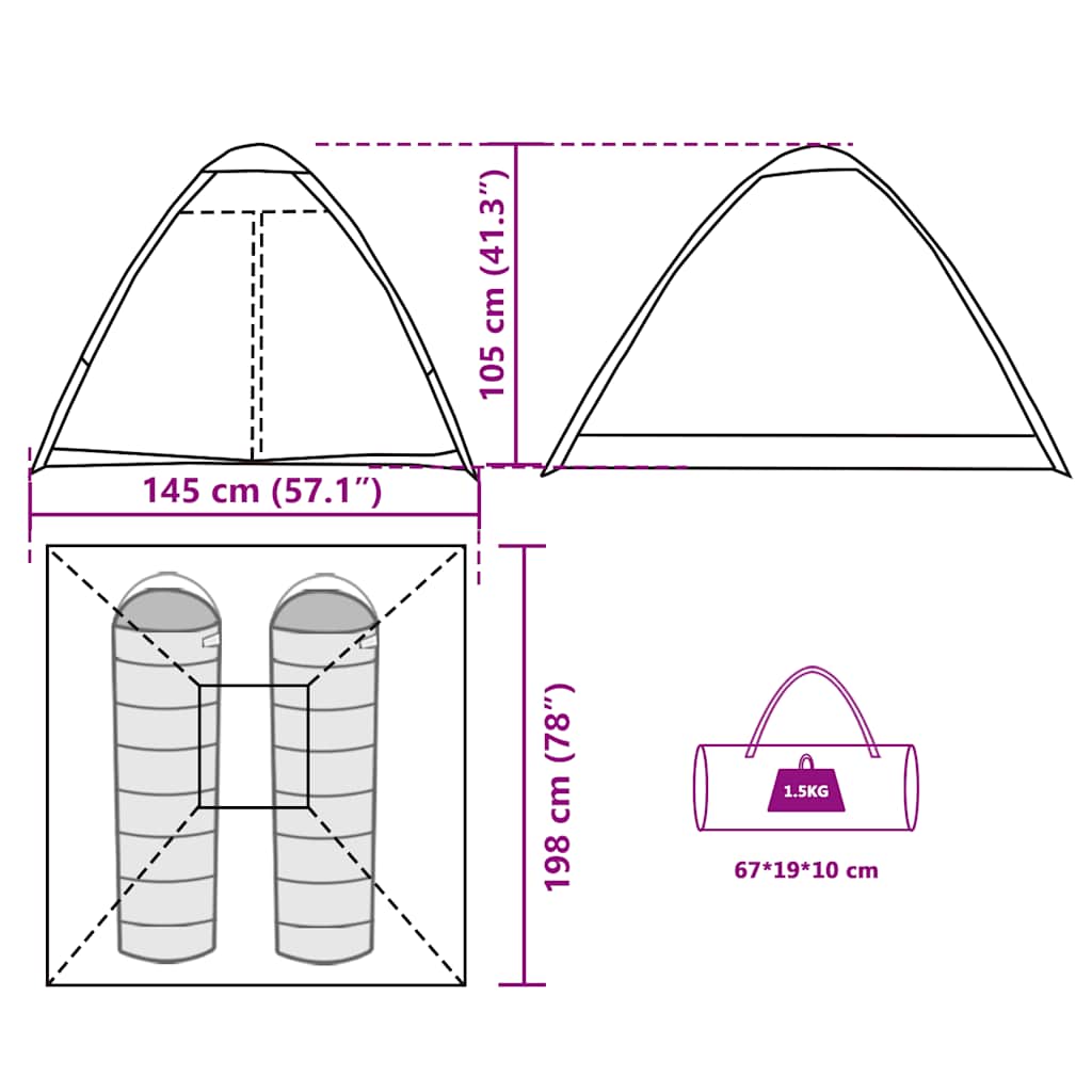 Tenda da Campeggio a Cupola 2 Persone Mimetica Impermeabile