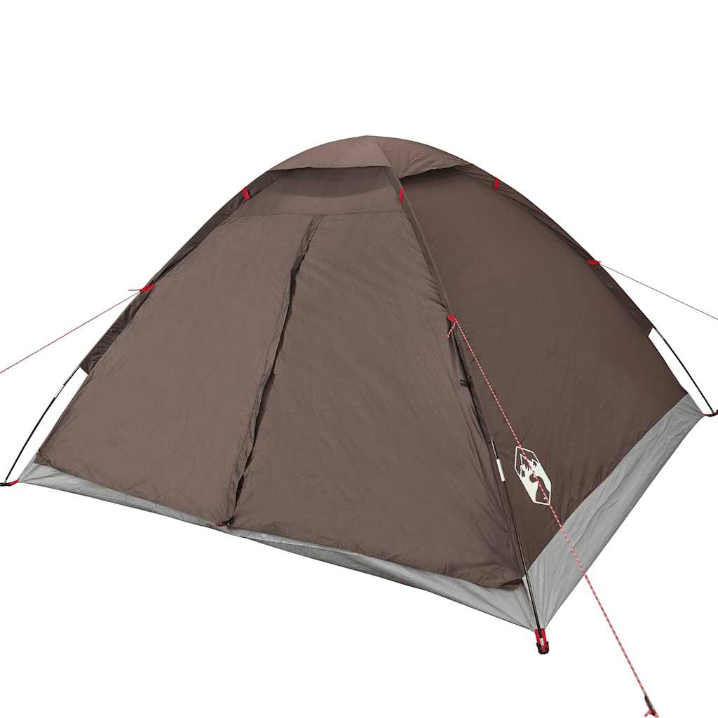 Tenda da Campeggio a Cupola per 4 Persone Marrone Impermeabile