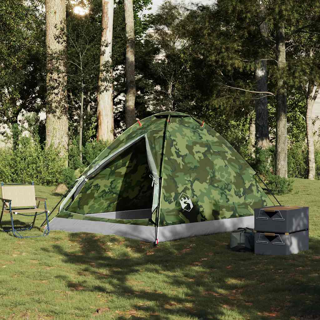 Tenda da Campeggio a Cupola 4 Persone Mimetica Impermeabile