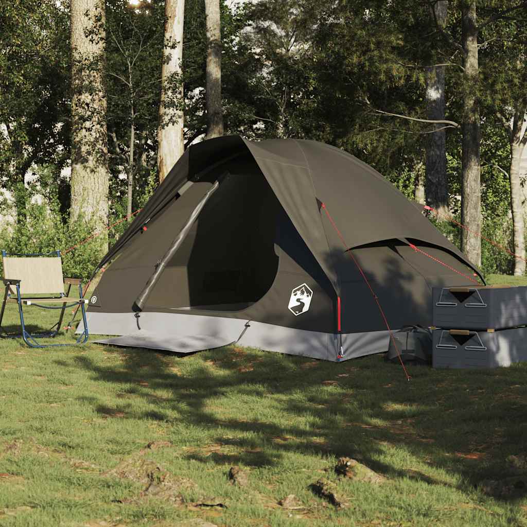 Tenda da Campeggio a Cupola per 2 Persone Marrone Impermeabile