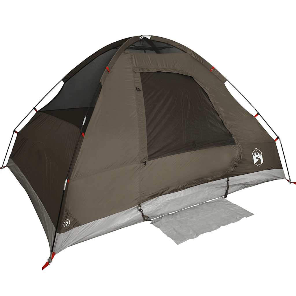Tenda da Campeggio a Cupola per 4 Persone Marrone Impermeabile