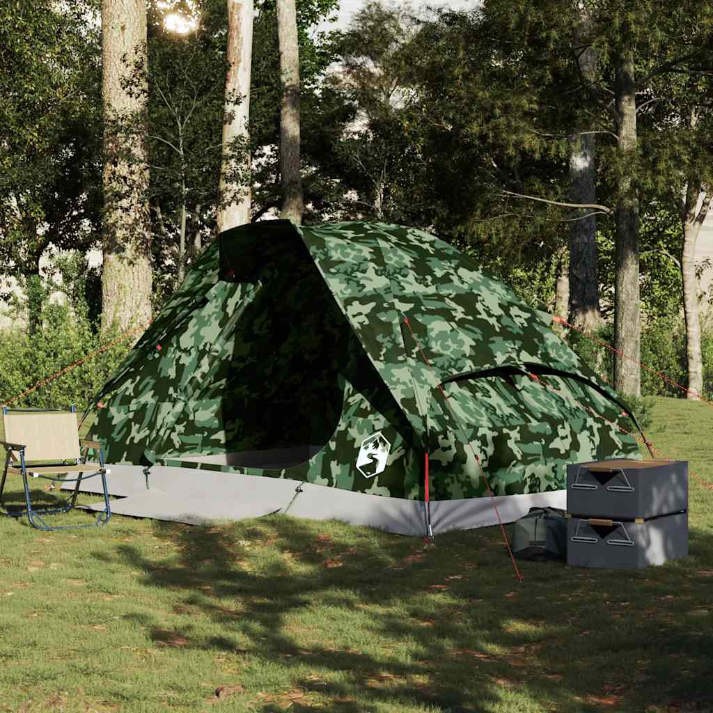 Tenda da Campeggio a Cupola 4 Persone Mimetica Impermeabile