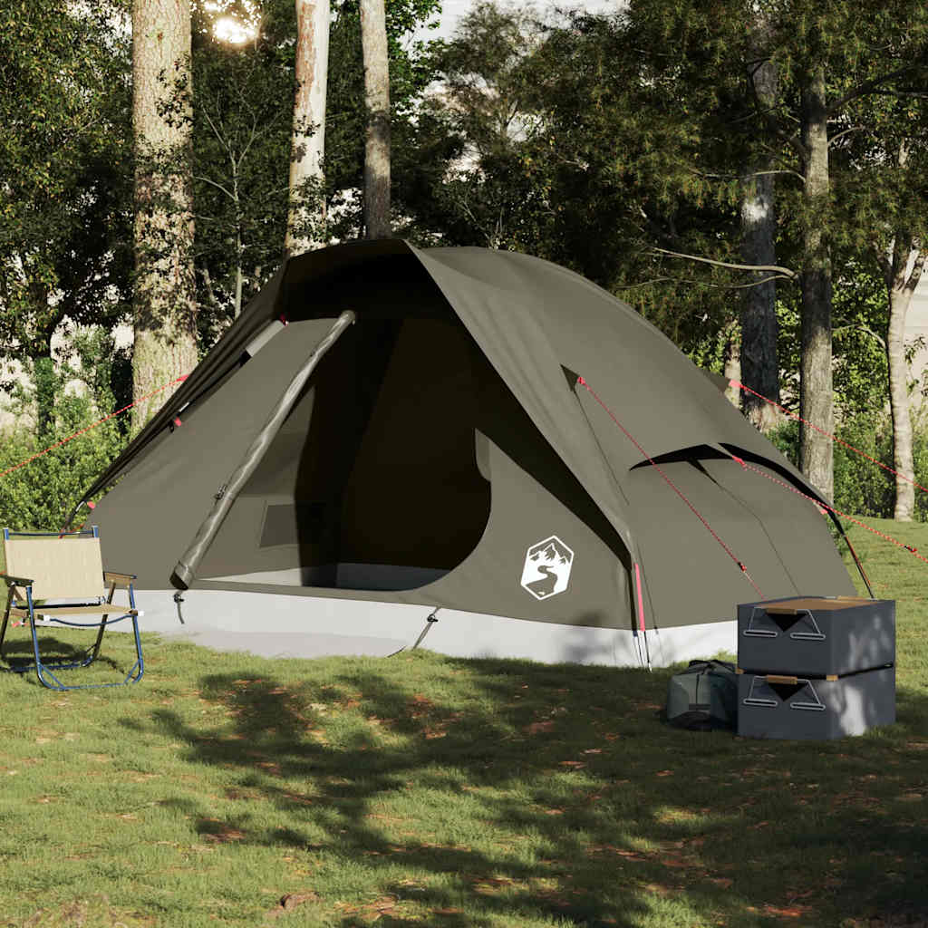 Tenda da Campeggio a Cupola per 6 Persone Marrone Impermeabile