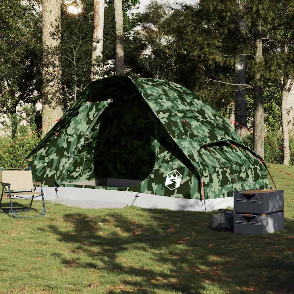 Tenda da Campeggio a Cupola per 6 Persone Mimetica Impermeabile