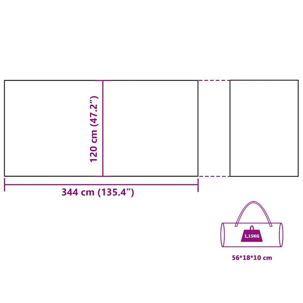 Frangivento da Campeggio Blu 344x120 cm Impermeabile