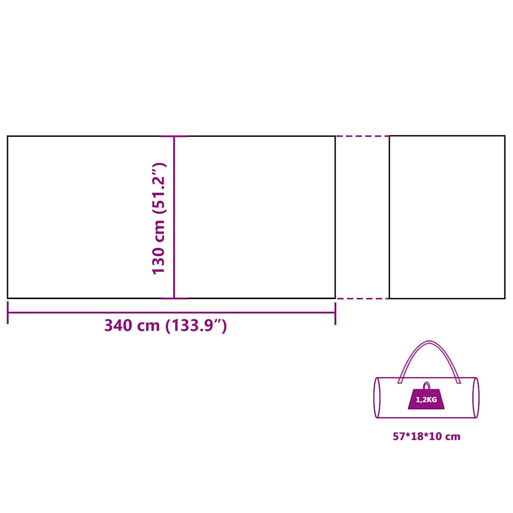 Frangivento da Campeggio Verde 340x130 cm Impermeabile
