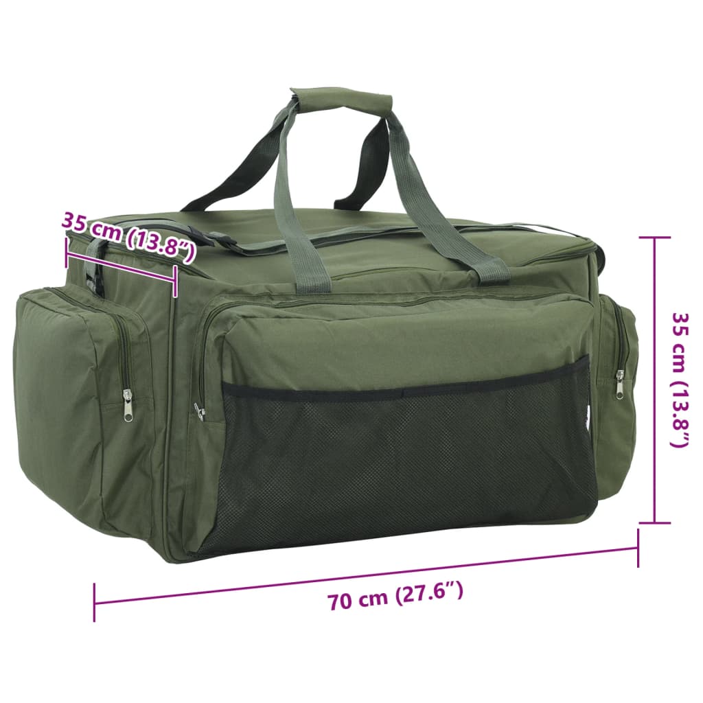 Borsa da Pesca Impermeabile Verde Scuro in Tessuto Oxford