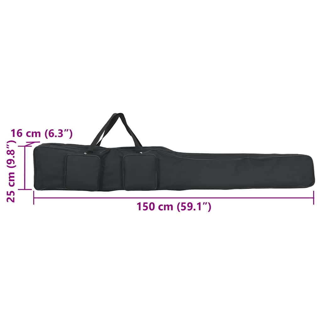 Borsa per Canna da Pesca Nera 150 cm in Tessuto Oxford