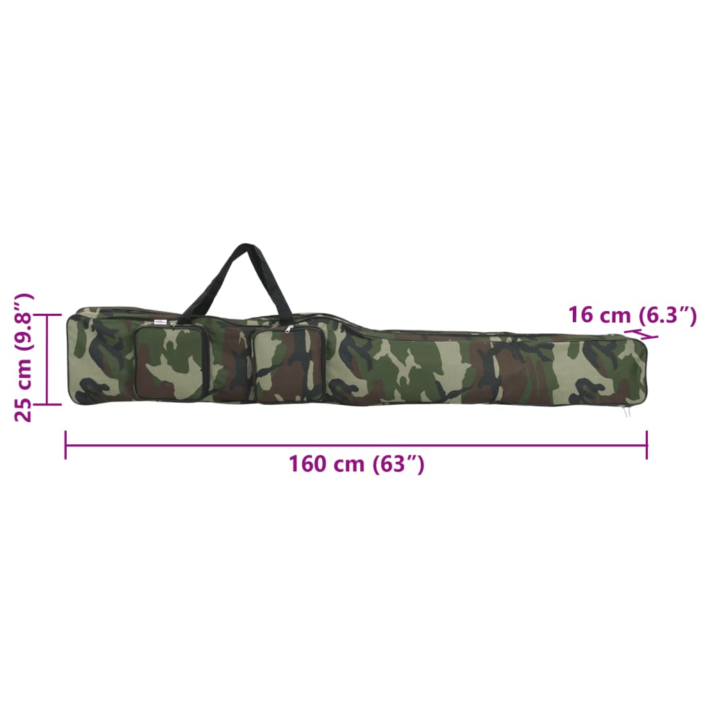 Borsa per Canna da Pesca Verde Mimetico 160 cm Tessuto Oxford