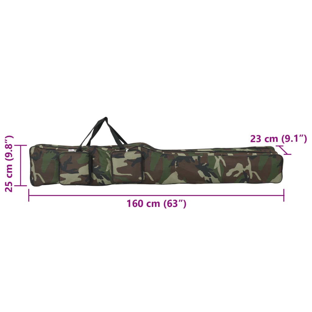 Borsa per Canna da Pesca Verde Mimetico 160 cm Tessuto Oxford