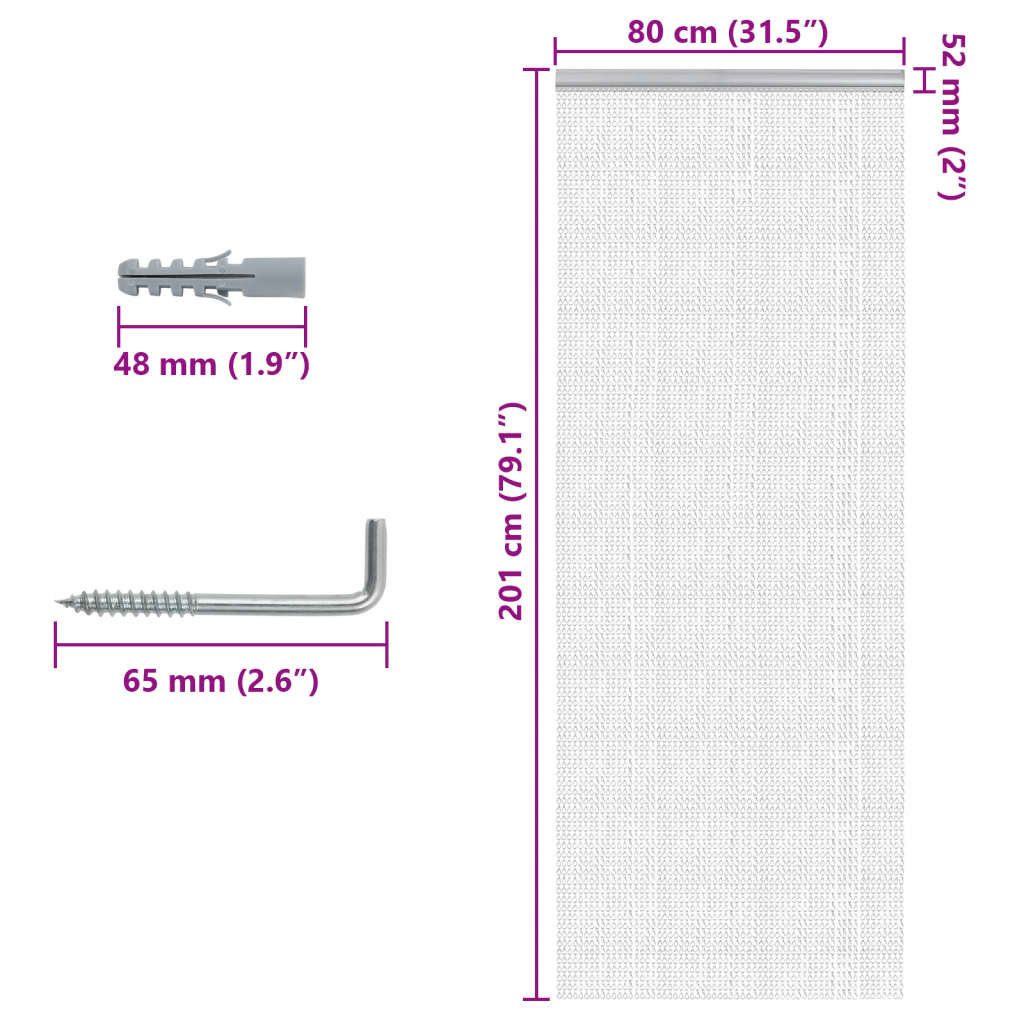Zanzariera da Porta a Catena 80x201 cm in Alluminio