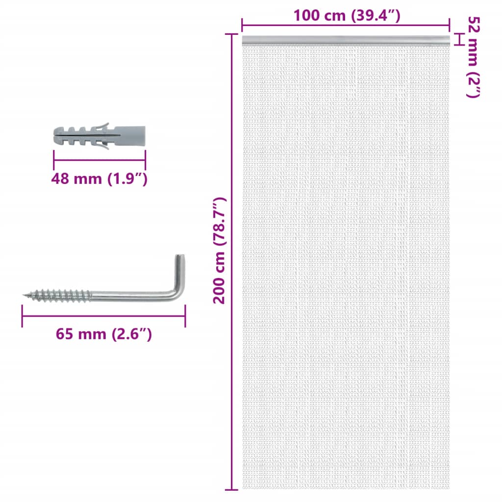 Zanzariera da Porta a Catena 100x200 cm in Alluminio