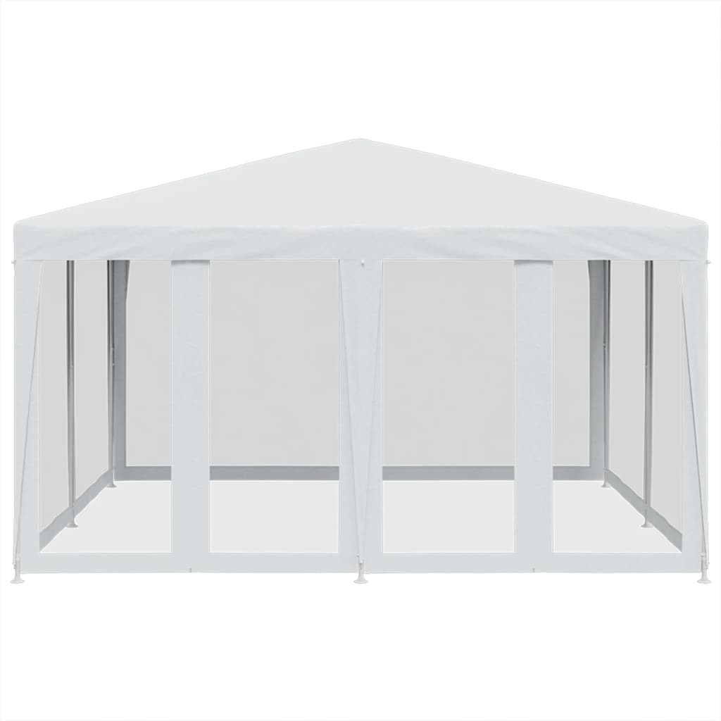 Tenda per Feste con 8 Pareti Laterali in Rete Bianco 4x4 m HDPE