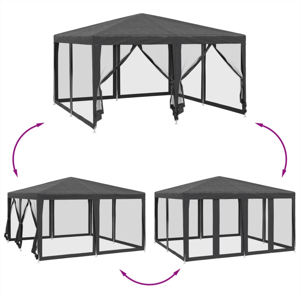 Tenda per Feste con 8 Pareti in Rete Antracite 4x4 m in HDPE