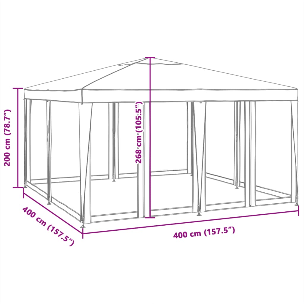 Tenda per Feste con 8 Pareti in Rete Antracite 4x4 m in HDPE