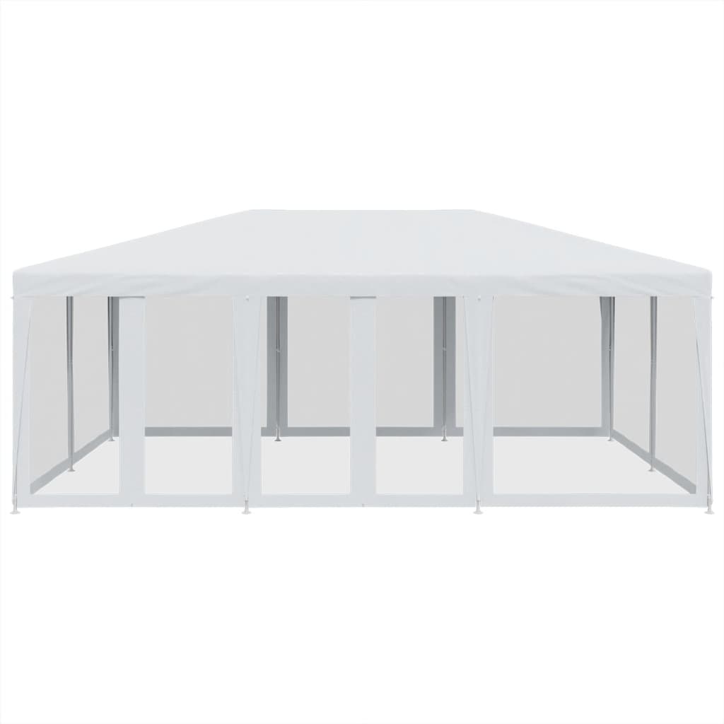 Tenda per Feste con 10 Pareti Laterali in Rete Bianca 6x4m HDPE