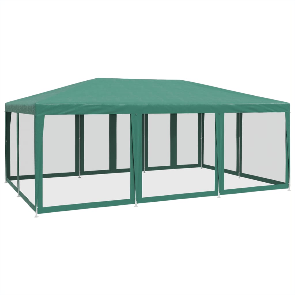Tenda per Feste con 10 Pareti Laterali in Rete Verde 6x4 m HDPE