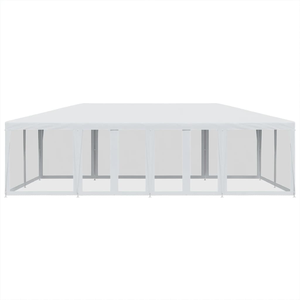 Tenda per Feste con 12 Pareti Laterali in Rete Bianco 8x4m HDPE