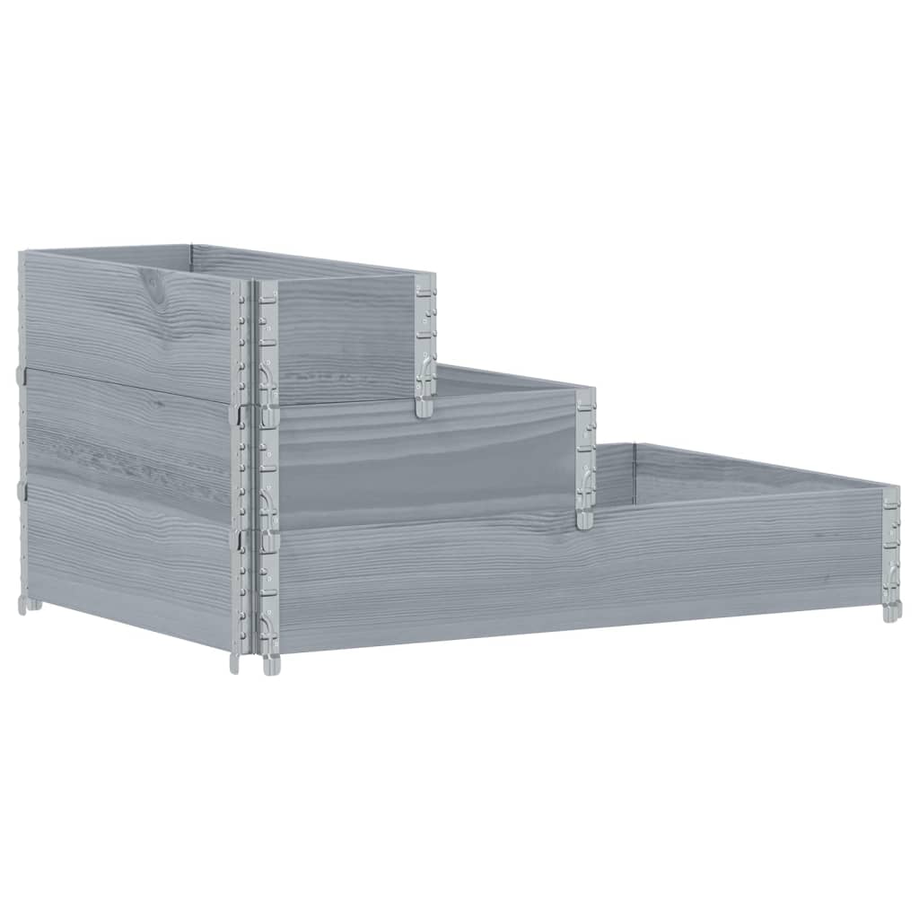 Fioriera Rialzata a 3 Livelli Grigia 120x80 cm Legno di Pino