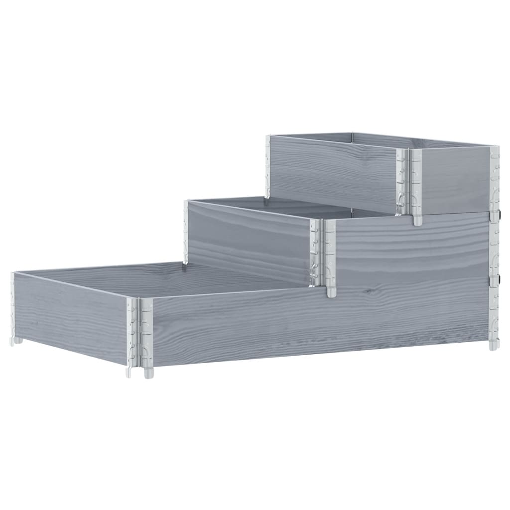 Fioriera Rialzata a 3 Livelli Grigia 120x80 cm Legno di Pino