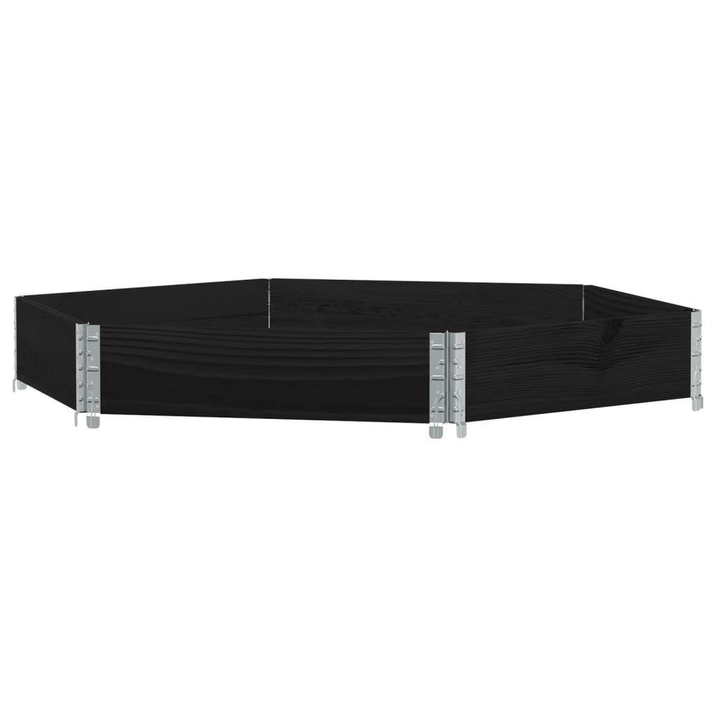 Fioriera Rialzata Esagonale Nera 160x160cm Legno di Pino