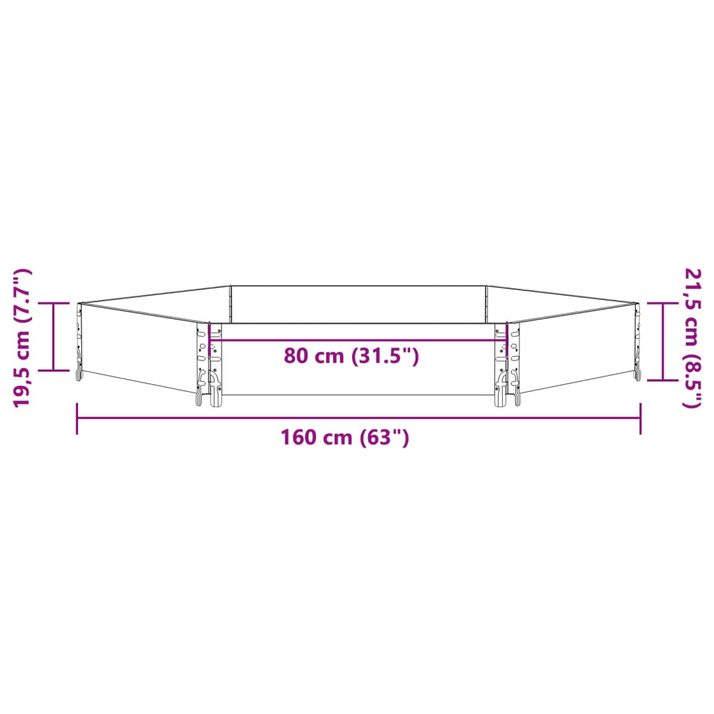 Fioriera Rialzata Esagonale Nera 160x160cm Legno di Pino