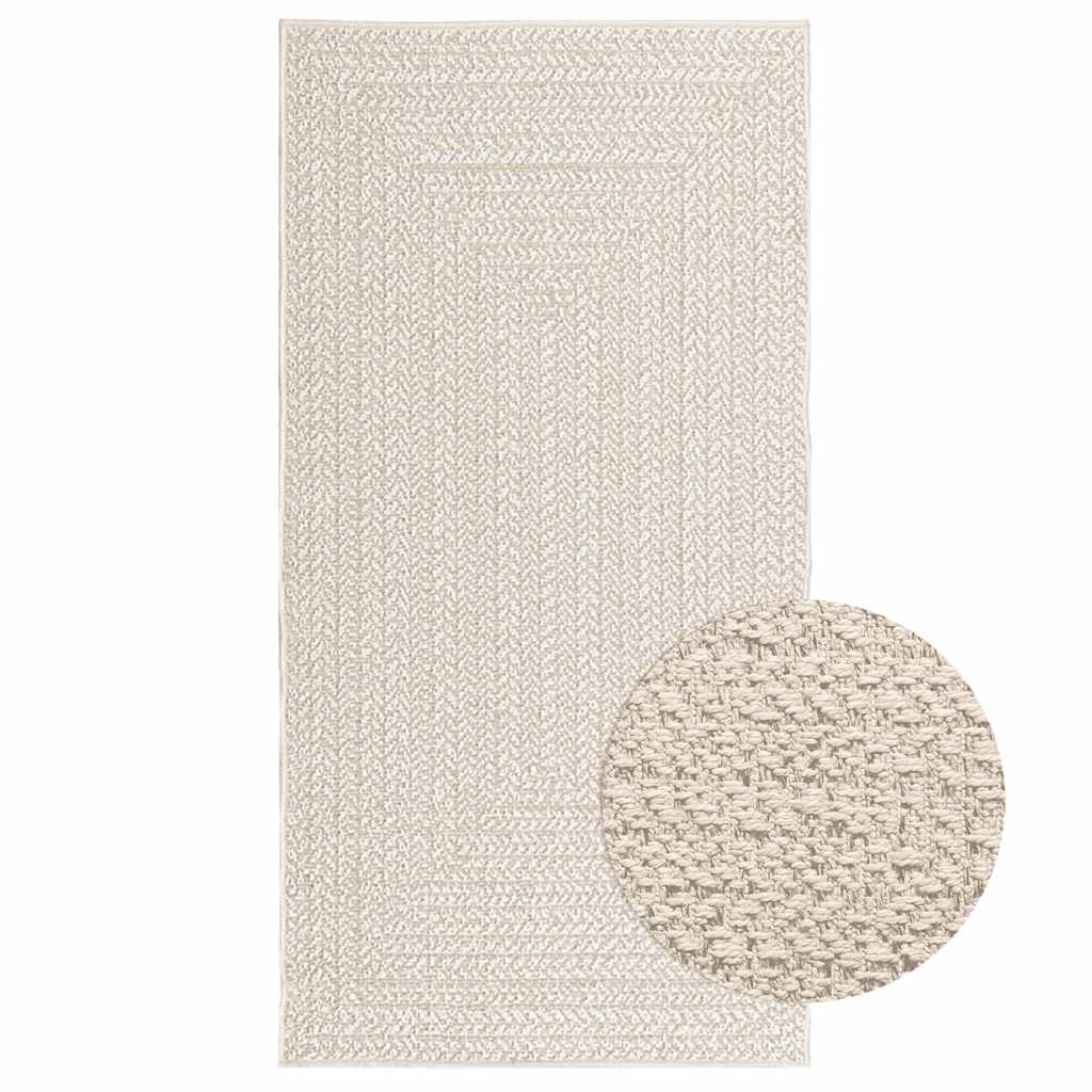 Tappeto ZIZUR Crema 80x150 cm Aspetto Iuta Interni ed Esterni