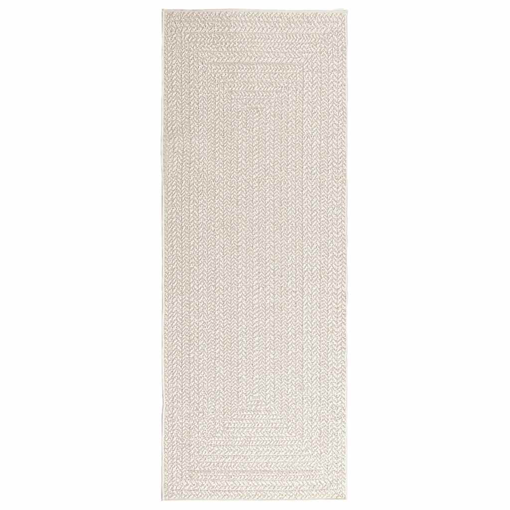 Tappeto ZIZUR Crema 80x200 cm Aspetto Iuta Interni ed Esterni