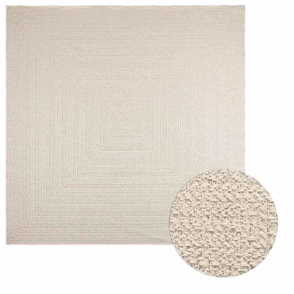 Tappeto ZIZUR Crema 240x240 cm Aspetto Iuta Interni ed Esterni