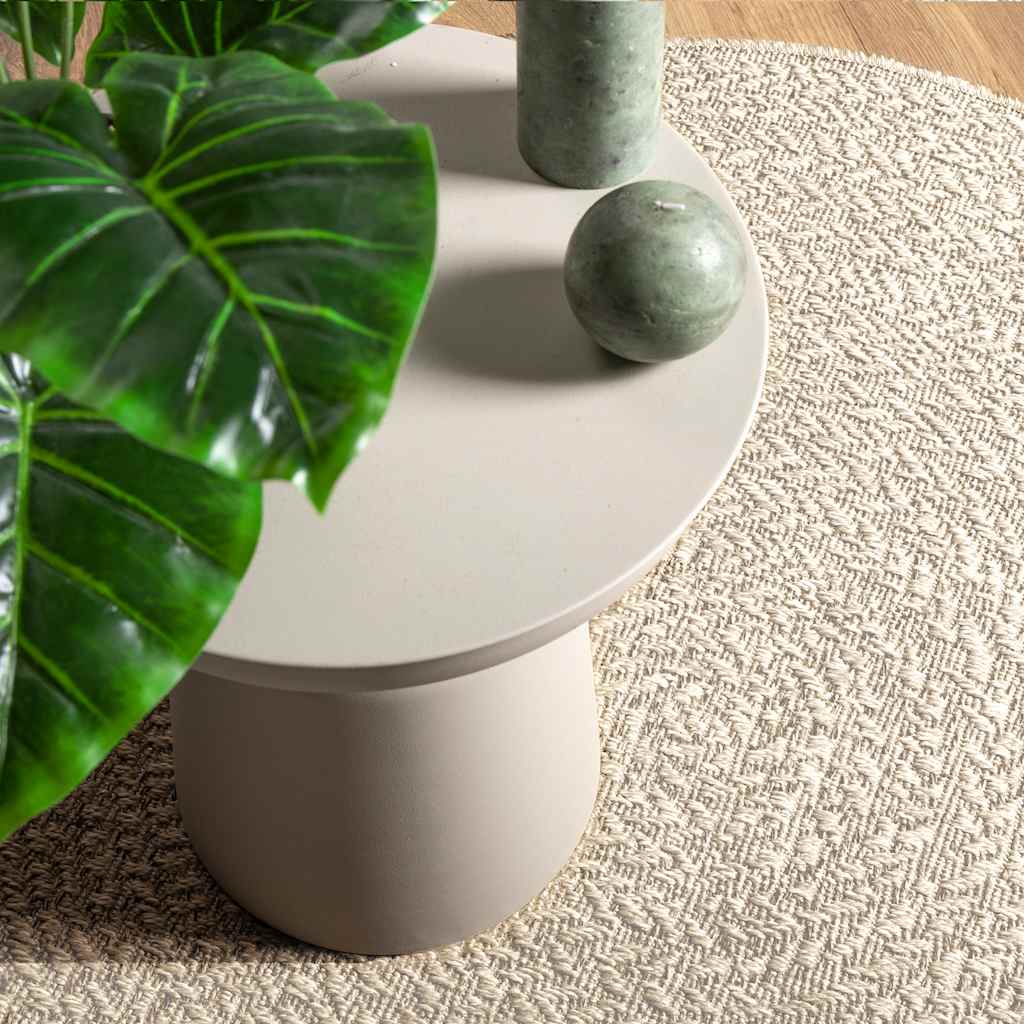 Tappeto ZIZUR Crema Ø 120cm Aspetto Iuta per Interni ed Esterni