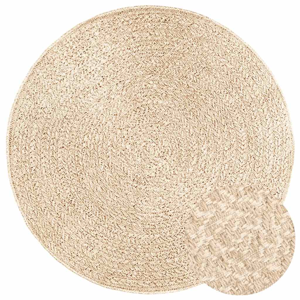 Tappeto ZIZUR Beige Ø 120cm Aspetto Iuta per Interni ed Esterni
