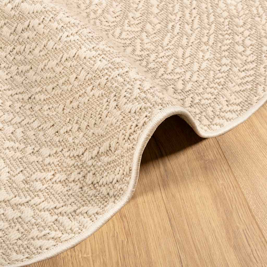 Tappeto ZIZUR Beige Ø 120cm Aspetto Iuta per Interni ed Esterni