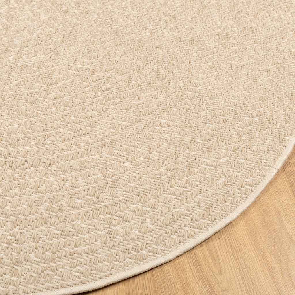 Tappeto ZIZUR Beige Ø 120cm Aspetto Iuta per Interni ed Esterni