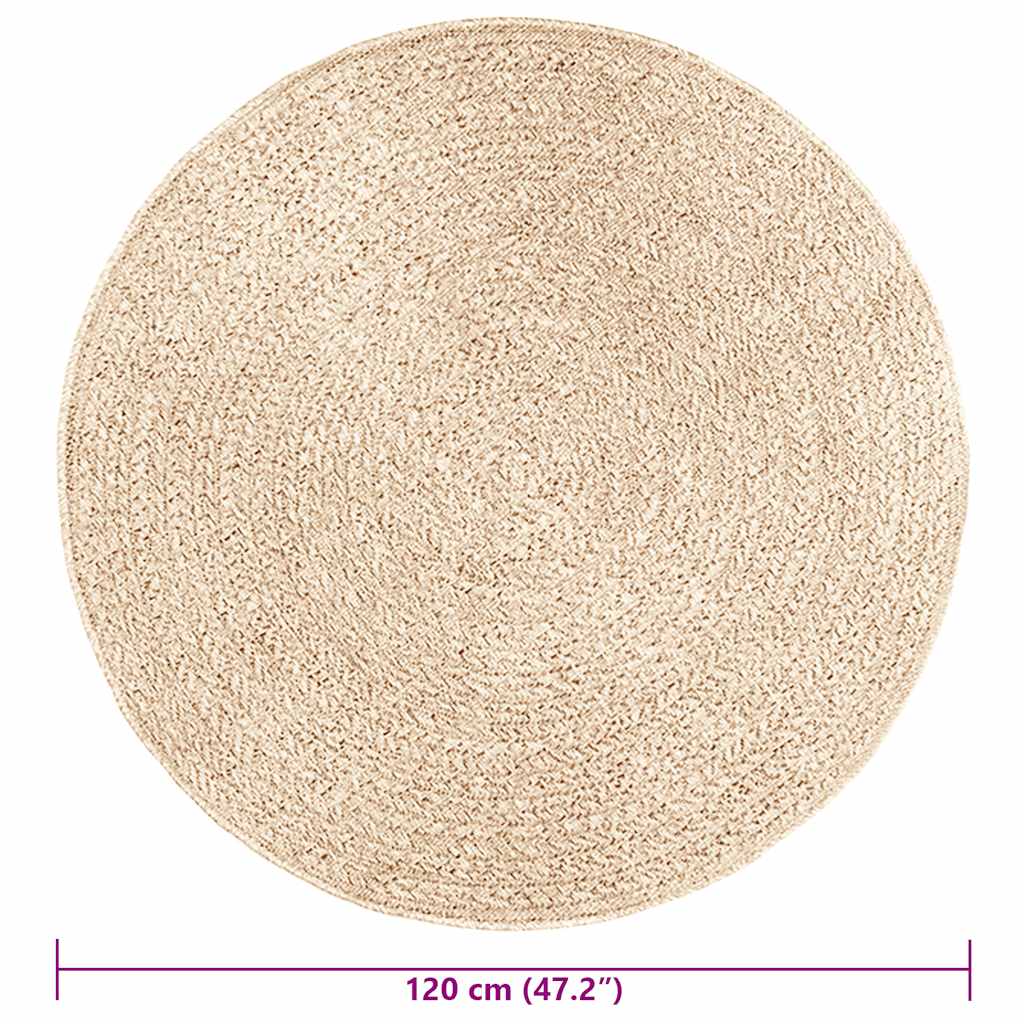 Tappeto ZIZUR Beige Ø 120cm Aspetto Iuta per Interni ed Esterni